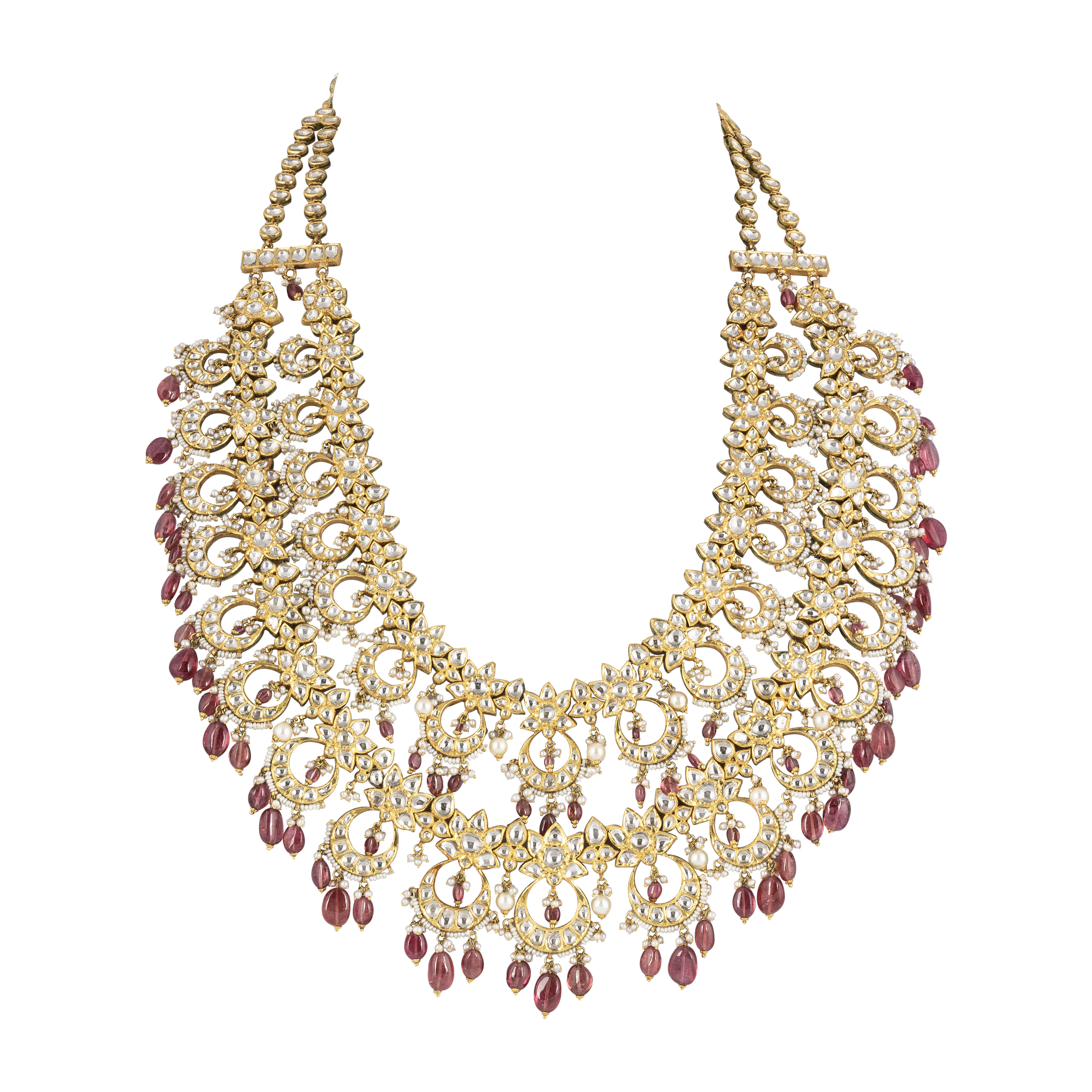 Luxury Multi-Layered Necklace with Polkis & Tourmaline